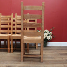 Load image into Gallery viewer, x SOLD Set of 6 Dining Chairs, Antique French Oak Ladder Back Kitchen Chairs, Rush Seat B10937
