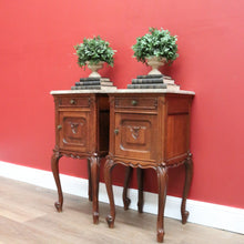Load image into Gallery viewer, x SOLD Antique French Bedside Cabinet, French Oak and Marble Top Bedside Tables B10554
