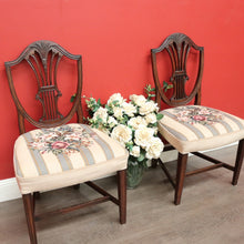 Load image into Gallery viewer, x SOLD Pair of Antique English Hepplewhite Bed Room Chairs Tapestry Seat Hall Chairs. B9659
