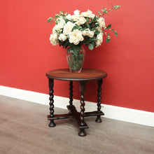 Load image into Gallery viewer, x SOLD Antique Lamp Table, Antique French Oak Spiral Leg, Cross Stretcher Side Table. B10230
