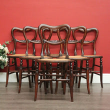 Load image into Gallery viewer, 6 English Beech and Cane Chairs, Antique Dining or Kitchen Chairs Cane Seats
