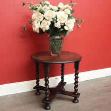 Load image into Gallery viewer, x SOLD Antique Lamp Table, Antique French Oak Spiral Leg, Cross Stretcher Side Table. B10230
