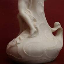 Load image into Gallery viewer, x SOLD Antique Alabaster Statue Maiden, Greek God and Calla Lilies. Art Nouveau c1925. B11288
