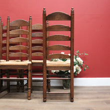 Load image into Gallery viewer, x SOLD Set of Six Antique French Dining Chairs, or Ladder Back Kitchen Chairs Cane Seat. B10938
