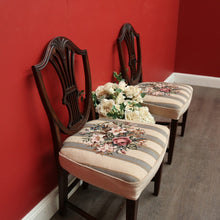 Load image into Gallery viewer, x SOLD Pair of Antique English Hepplewhite Bed Room Chairs Tapestry Seat Hall Chairs. B9658
