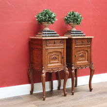 Load image into Gallery viewer, x SOLD Antique French Oak and Marble Bedside Cabinet, Lamp or Side Tables, Marble Tops B11203
