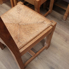 Load image into Gallery viewer, x SOLD Set of 6 Dining Chairs, Antique French Oak Ladder Back Kitchen Chairs, Rush Seat B10937
