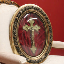 Load image into Gallery viewer, x SOLD Antique French Framed Crucifix, Christ on Cross, Gilt Frame, Convex Glass Cross B10770
