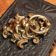 Load image into Gallery viewer, x SOLD Antique French Brass Door Knocker, Antique Brass Lion&#39;s Head, Dragon Ring Handle B10768
