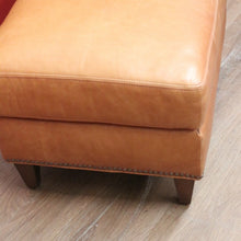 Load image into Gallery viewer, x SOLD Coco Republic Tan Leather Ottoman, Footstool, Ford Studded Ottoman Brown Birch B11006
