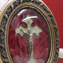 Load image into Gallery viewer, x SOLD Antique French Framed Crucifix, Christ on Cross, Gilt Frame, Convex Glass Cross B10770
