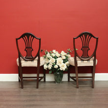 Load image into Gallery viewer, x SOLD Pair of Antique English Hepplewhite Bed Room Chairs Tapestry Seat Hall Chairs. B9659
