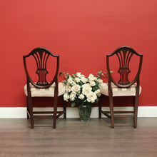 Load image into Gallery viewer, x SOLD Pair of Antique English Hepplewhite Bed Room Chairs Tapestry Seat Hall Chairs. B9658

