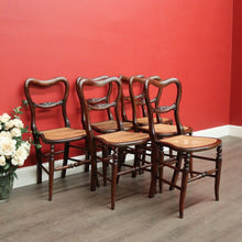 Load image into Gallery viewer, x SOLD 6 English Beech and Cane Chairs, Antique Dining or Kitchen Chairs Cane Seats. B10403
