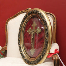 Load image into Gallery viewer, x SOLD Antique French Framed Crucifix, Christ on Cross, Gilt Frame, Convex Glass Cross B10770
