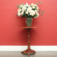 Load image into Gallery viewer, Antique English Walnut Wine Table, Antique Circular Lamp or Pedestal Side Table
