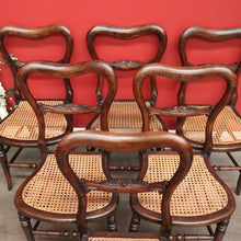 Load image into Gallery viewer, x SOLD 6 English Beech and Cane Chairs, Antique Dining or Kitchen Chairs Cane Seats. B10403
