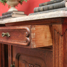 Load image into Gallery viewer, x SOLD Antique French Bedside Cabinet, French Oak and Marble Top Bedside Tables B10554
