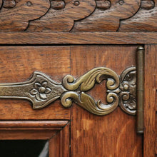 Load image into Gallery viewer, x SOLD Antique French Sideboard, Oak and Lead Light 2 Height Sideboard Cabinet Cupboard. B9840

