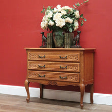 Load image into Gallery viewer, x SOLD Vintage French Chest of Drawers French Oak Three Drawer Chest Hall Entry Cabinet B10955
