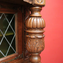 Load image into Gallery viewer, x SOLD Antique French Sideboard, Oak and Lead Light 2 Height Sideboard Cabinet Cupboard. B9840
