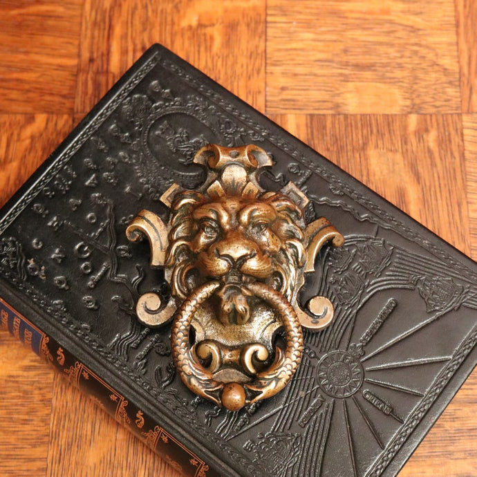 Antique French Brass Door Knocker, Antique Brass Lion's Head, Dragon Ring Handle B10769