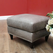 Load image into Gallery viewer, x SOLD Coco Republic Grey Leather Ottoman, Footstool, Ford Studded Ottoman Mont Wolf B11005
