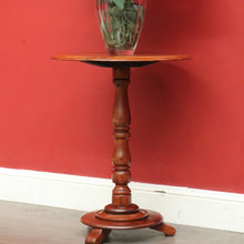 Load image into Gallery viewer, x SOLD Antique English Walnut Wine Table, Antique Circular Lamp or Pedestal Side Table. B9742
