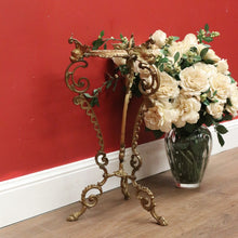 Load image into Gallery viewer, x SOLD Antique French Plant Stand, Brass Fretwork Tri-Leg Plant Holder Jardiniere Stand B10817
