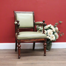 Load image into Gallery viewer, Antique English Office Chair. Oak and Leather Hall Chair Armchair, Bedroom Chair B10673
