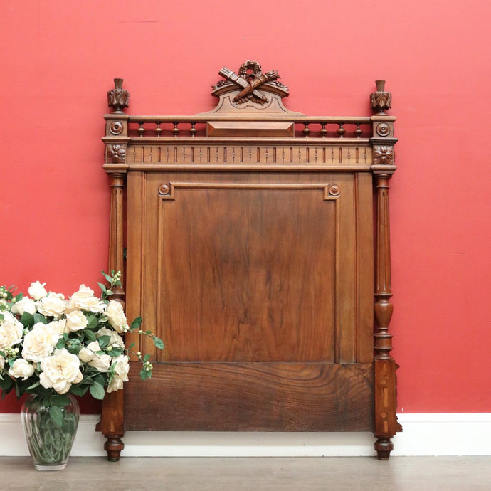Antique French Walnut Single Bed Head Single Bed Headboard with Thistle Finials B10457