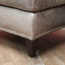 Load image into Gallery viewer, x SOLD Coco Republic Grey Leather Ottoman, Footstool, Ford Studded Ottoman Mont Wolf B11005
