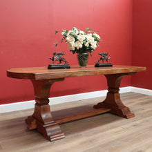 Load image into Gallery viewer, x SOLD Antique French Oak Dining Table or Twin Pedestal Kitchen Table, Stretcher Base. B11268
