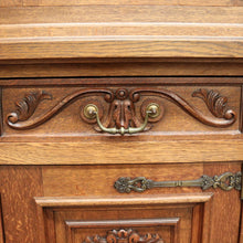 Load image into Gallery viewer, x SOLD Antique French Sideboard, Oak and Lead Light 2 Height Sideboard Cabinet Cupboard. B9840

