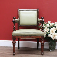 Load image into Gallery viewer, x SOLD Antique English Office Chair. Oak and Leather Hall Chair Armchair, Bedroom Chair B10673
