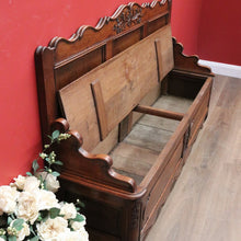 Load image into Gallery viewer, x SOLD Antique French Hall Settle, Blanket Box Hall Seat, Antique Oak Bench Seat Chair B10840
