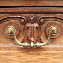 Load image into Gallery viewer, x SOLD Antique French Sideboard, Oak and Lead Light 2 Height Sideboard Cabinet Cupboard. B9840
