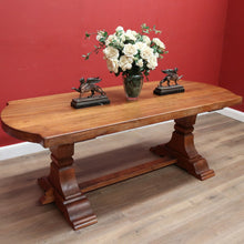 Load image into Gallery viewer, x SOLD Antique French Oak Dining Table or Twin Pedestal Kitchen Table, Stretcher Base. B11268
