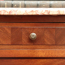 Load image into Gallery viewer, x SOLD Antique French Bedside Tables, Mahogany and Marble Lamp or Side Tables True Pair B11137
