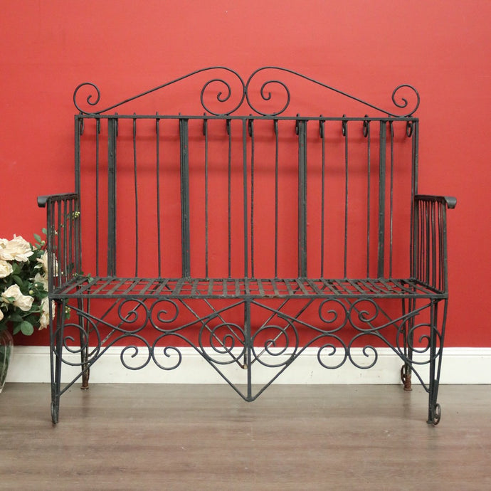 Vintage French Wrought Iron Garden Chair, Seat Bench Chair Verandah Armchair