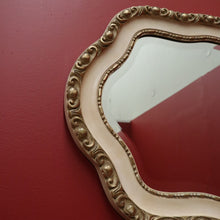 Load image into Gallery viewer, x SOLD Vintage Italian Mirror, Cream and Gilt Trim Wall Mirror, Bevelled Edge Mirror B11053
