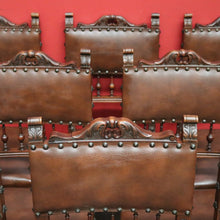 Load image into Gallery viewer, x SOLD Set of 8 Antique French Dining Chairs, Kitchen Chairs with Brass Studs to Seats. B10281

