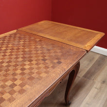 Load image into Gallery viewer, x SOLD Antique French Oak Dining Table with Two Extension Leaves, Parquetry Top. B11271

