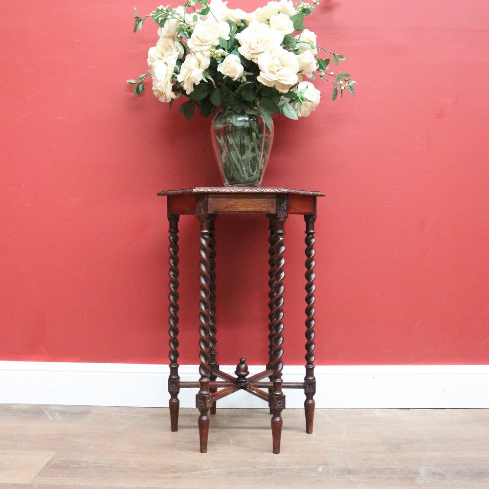 Antique French Oak Hall Table, Pedestal, or Lamp Side Table, Spiral Leg Table B10856
