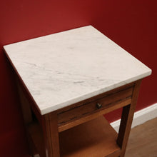 Load image into Gallery viewer, x SOLD Antique French Oak Marble Bedside Table. French Lamp Table with Cupboard to Base
