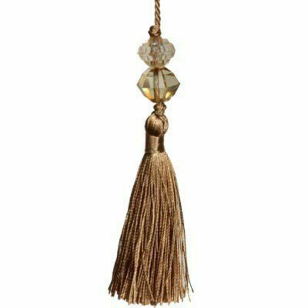 Small Tassel with Bead - Gold - Brand New - Decorative Tassel for Antique Key or Door SmGT